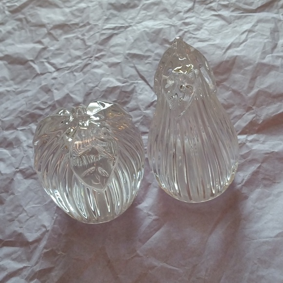 NWOT Gorham glass salt & pepper shakers Pear and Apple made in Germany LIKE NEW - Picture 2 of 15